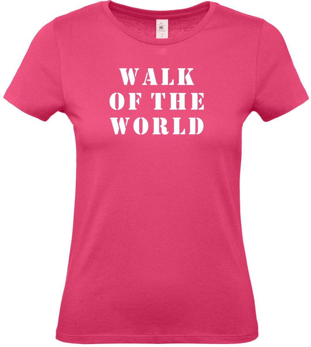 Dames t-shirt Walk of the world |Wandelvierdaagse | vierdaagse Nijmegen | Roze woensdag | Roze | maat XL